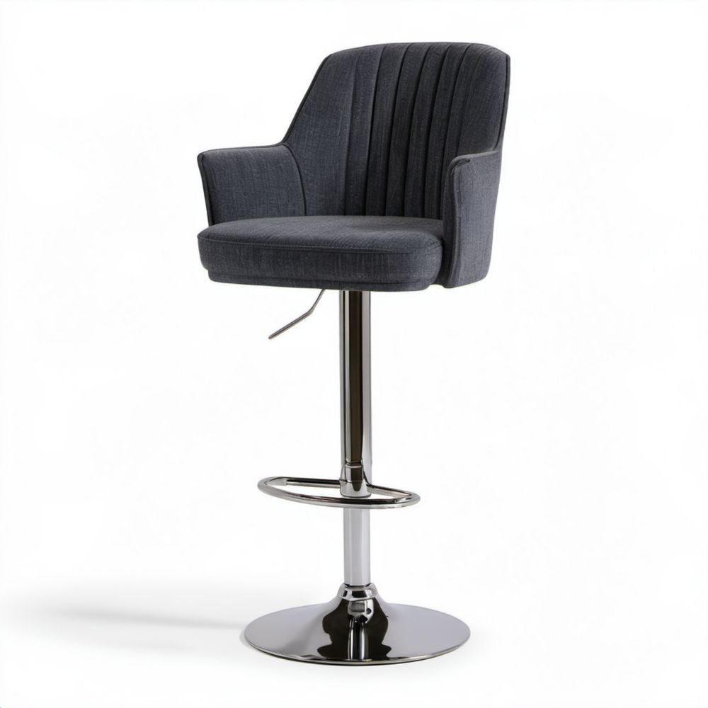 Obrotowy hoker barowy tapicerowany szary, 52 x 56 x 95–116 cm