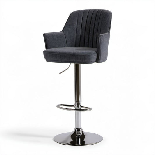 Obrotowy hoker barowy tapicerowany szary, 52 x 56 x 95–116 cm