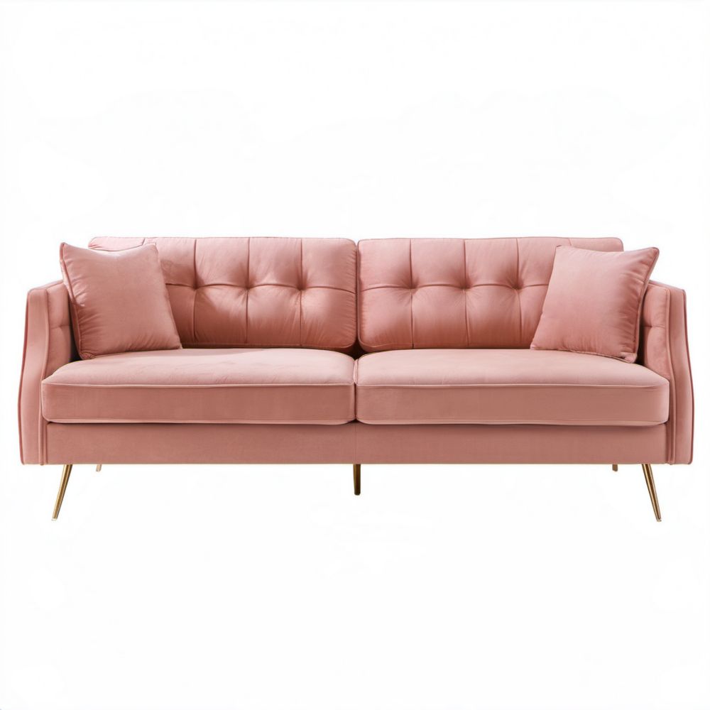 Trzyosobowa sofa różowa z poliestru aksamitnego 210 x 85 x 86 cm