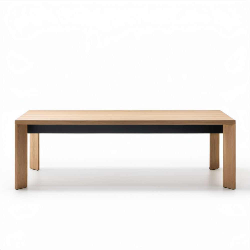 Prostokątny stół do jadalni z MDF i stali, dąb naturalny/czarny, 180 × 90 × 75 cm