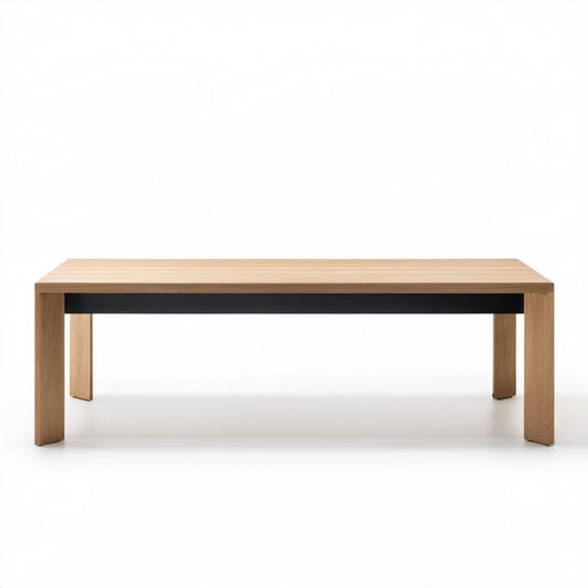 Prostokątny stół do jadalni z MDF i stali, dąb naturalny/czarny, 180 × 90 × 75 cm