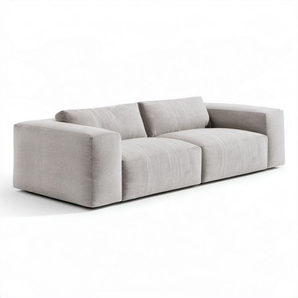 Trzyosobowa sofa z tkaniny poliestrowej, jasnoszara, 240 x 105 x 75 cm