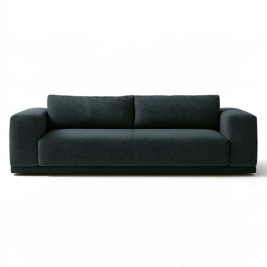 Trzyosobowa sofa ciemnozielona z tapicerką poliestrową, 220 x 90 x 75 cm