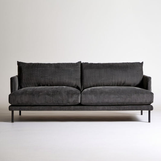 Sofa 2-osobowa grafitowa z poliestru sztruksowego 198 x 88 x 82 cm