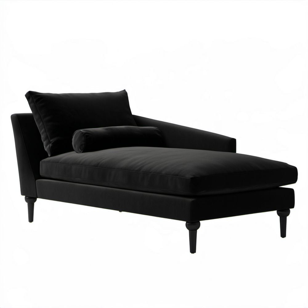 Czarny szezlong tapicerowany welurem 165 x 85 x 85 cm