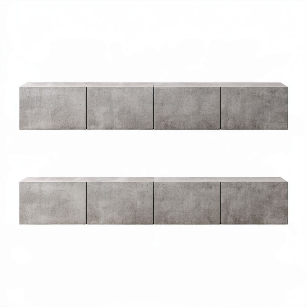 Zestaw 2 wiszących szafek RTV z płyty wiórowej, szary beton, 180 × 31 × 38 cm