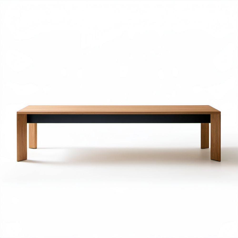 Prostokątny stół z płyty MDF w kolorze orzechowym z czarną ramą, 180 x 90 x 75 cm