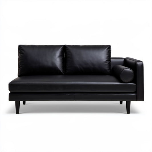 Dwuosobowa sofa ze skóry syntetycznej czarna 160 x 85 x 80 cm