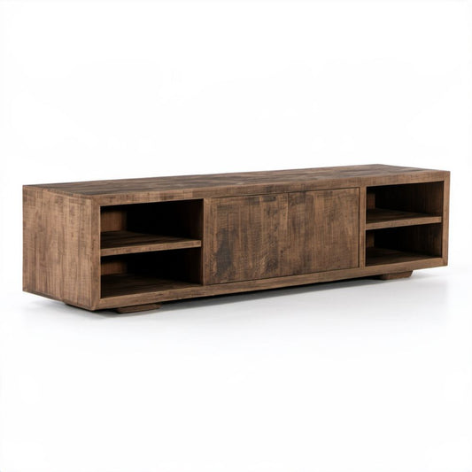 Brązowa szafka RTV z litego drewna 160 x 40 x 45 cm