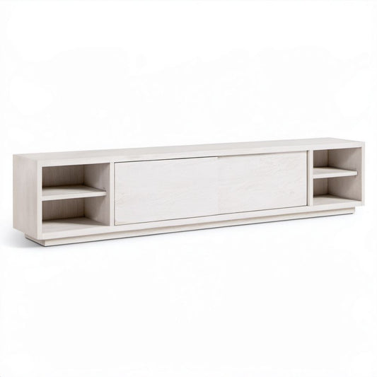 Prostokątna biała szafka RTV z płyty wiórowej laminowanej 180 × 40 × 45 cm