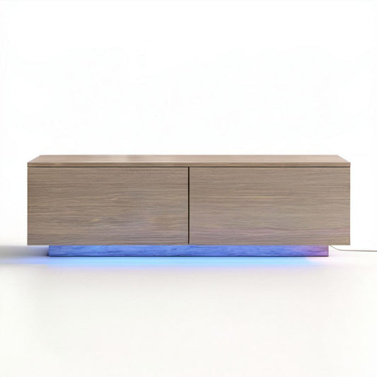 Szafka RTV z płyty wiórowej w kolorze szarego dębu z oświetleniem LED, 180 x 40 x 50 cm
