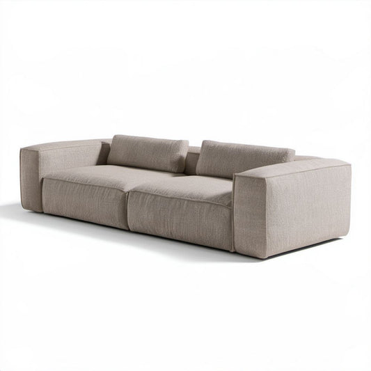 Sofa trzyosobowa beżowa z tapicerką poliestrową 240 x 100 x 70 cm