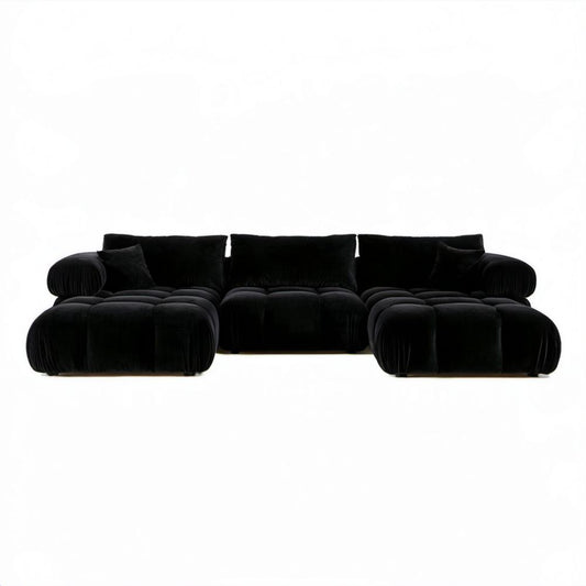 3-elementowa sofa modułowa z czarnego aksamitu 320 x 110 x 75 cm