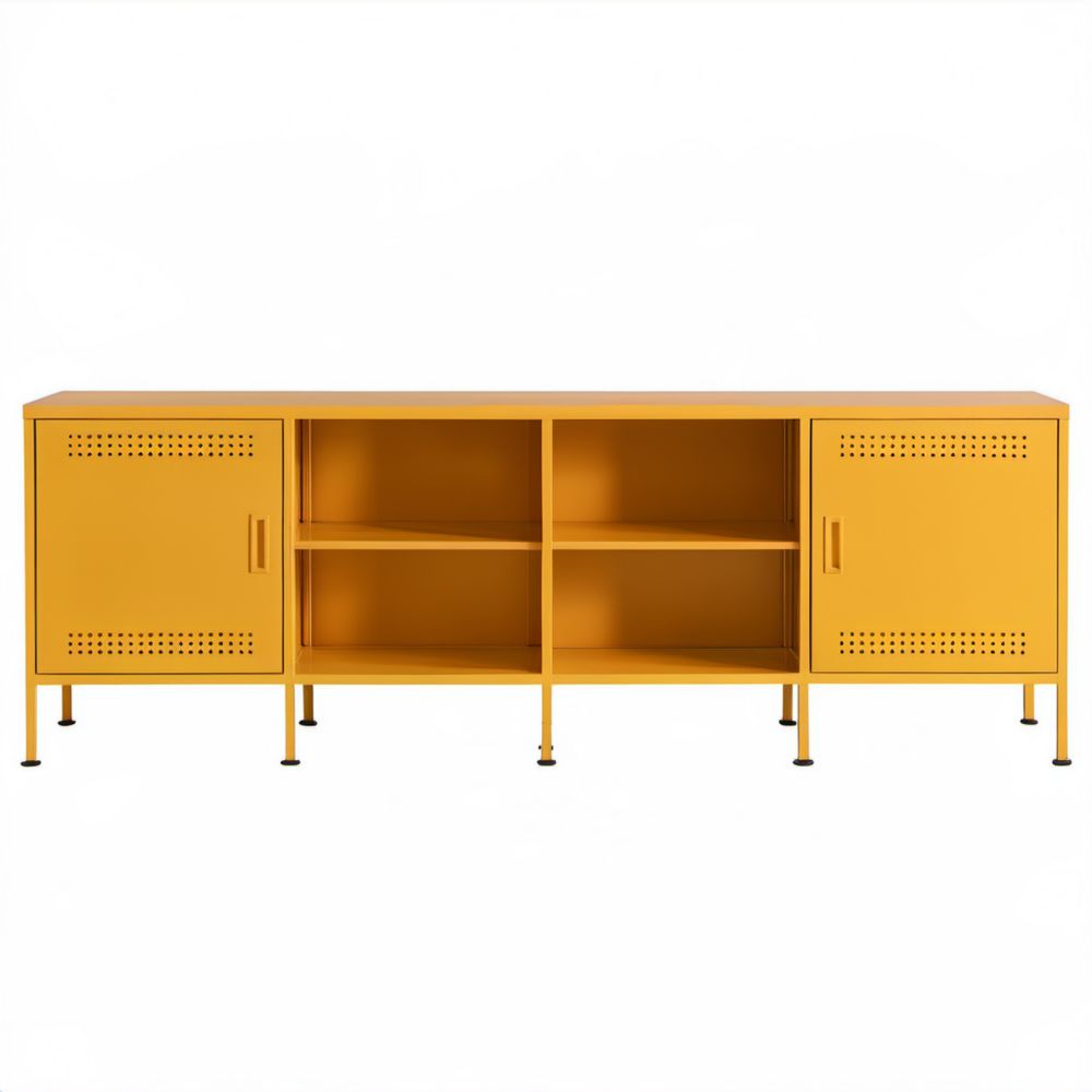 Żółta stalowa szafka RTV 160 x 40 x 70 cm