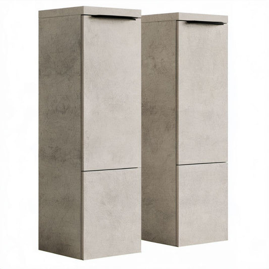 Zestaw 2 wysokich szafek z płyty wiórowej, jasnoszary beton, 80 x 35 x 180 cm