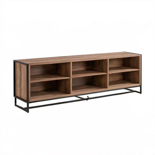 Szafka RTV orzechowa z płyty MDF i stali, 160 x 40 x 55 cm