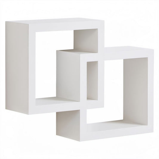 Zestaw 2 białych półek ściennych z płyty MDF, 60 × 60 × 20 cm