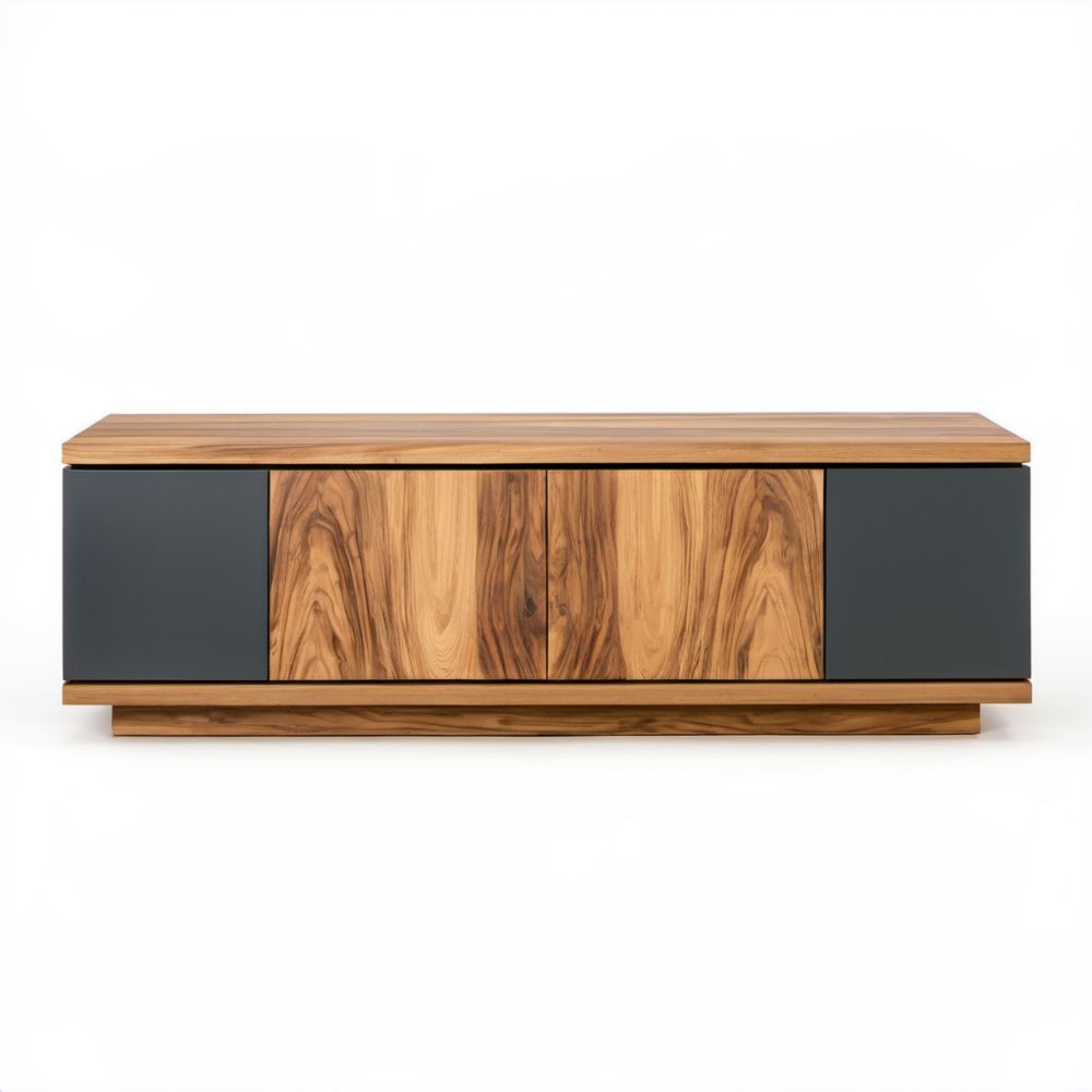 Prostokątna szafka RTV z płyty MDF, orzechowa/antracytowa, 160 × 40 × 60 cm